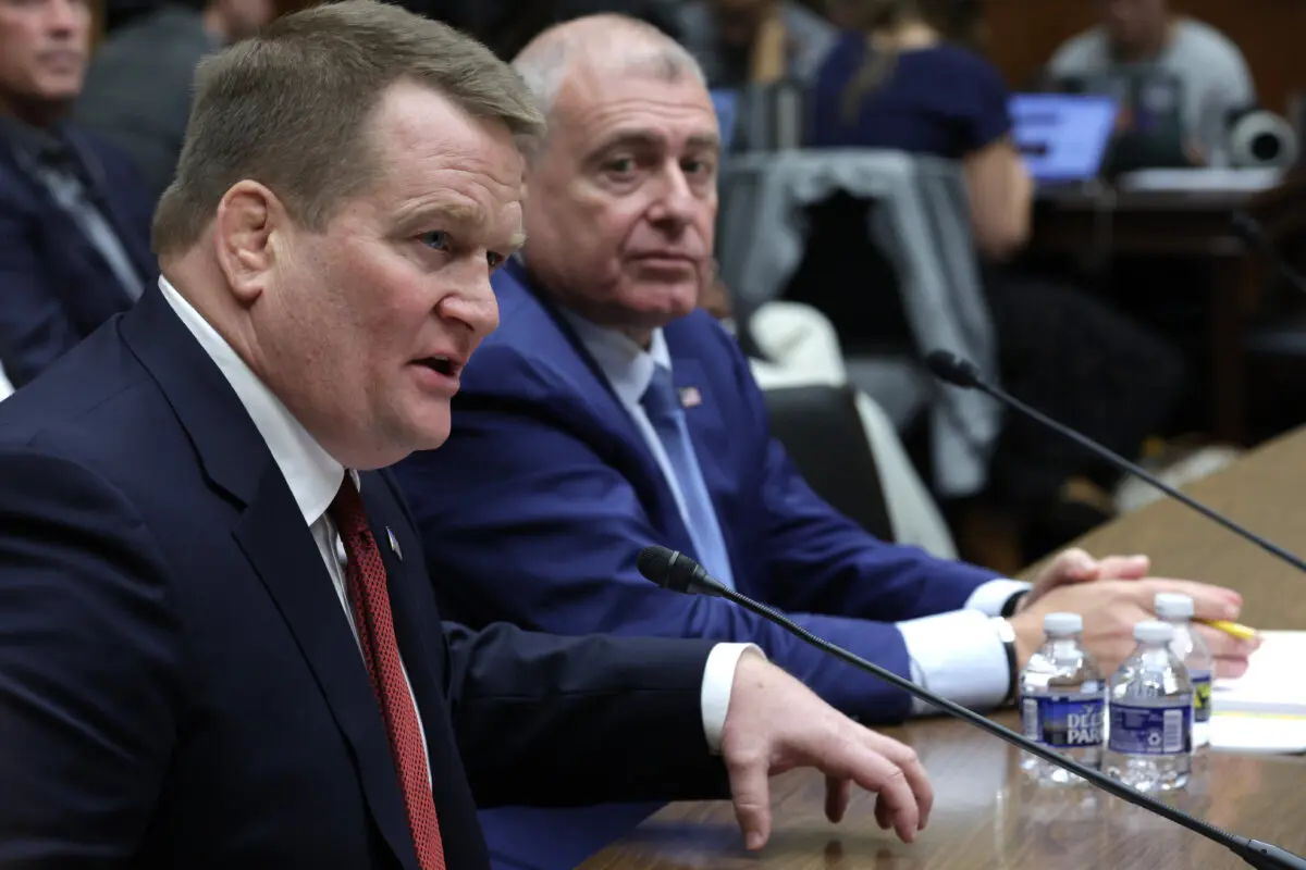 Tony Bobulinski, left, former business partner of Hunter Biden, and Lev Parnas ( R ), former associate of Rudy Giuliani, during a hearing before the House Oversight and Accountability Committee at Capitol on March 20, 2024. ( Alex Wong/Getty Images )