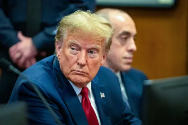 On February 15, 2024, Republican presidential candidate and former US President Donald Trump appear at a pre-trial hear at Manhattan Criminal Court in New York City. ( Steven Hirsch/Pool via Getty Images )