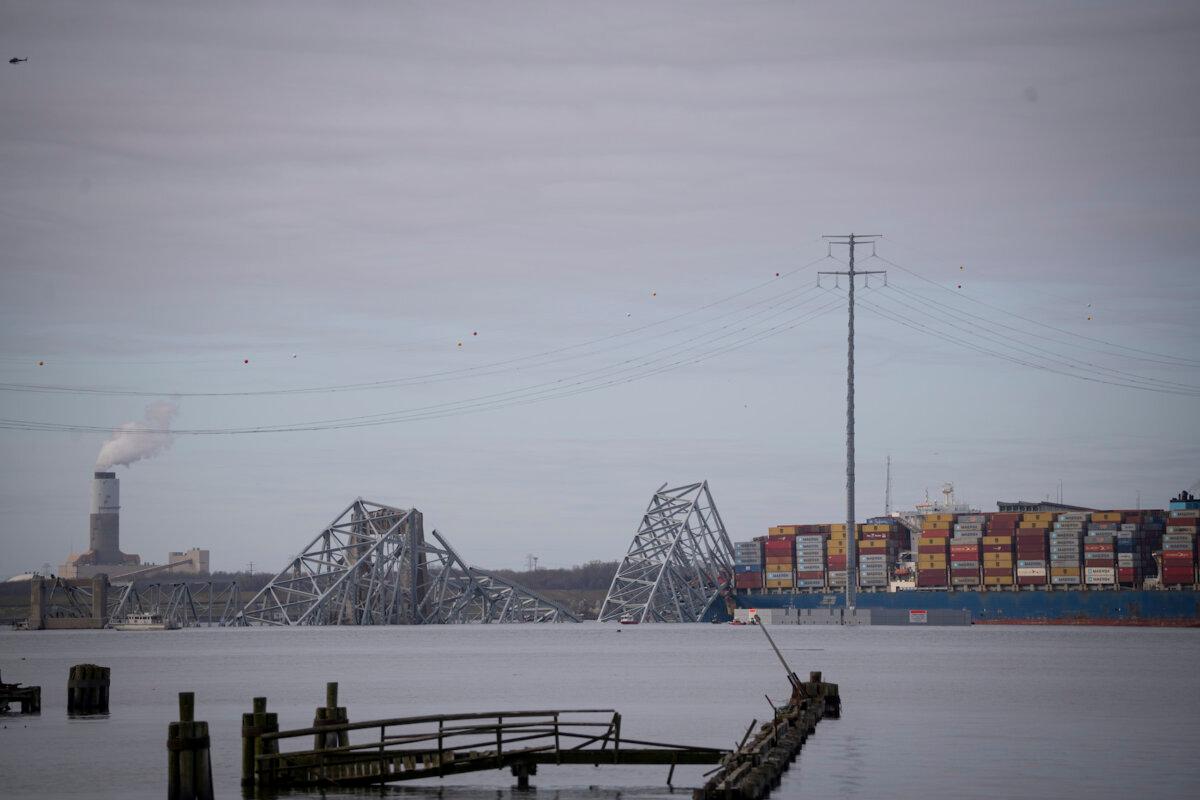 On March 26, 2024, a ship struck Baltimore and caused the Francis Scott Key Bridge to collapse. ( Madalina Vasiliu/The Epoch Times )