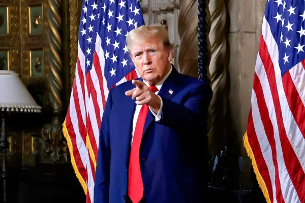 Republican presidential candidate, original President Donald Trump speaks in the collection, at Mar- a- Campo in Palm Beach, Fla., on March 4, 2024. ( Alon Skuy/Getty Images )