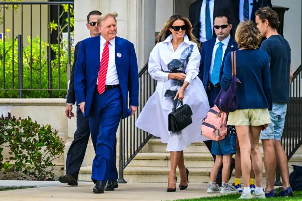 On March 19, 2024, former leader and former first lady Melania Trump and former First Lady Melania Trump congratulate each other at a polling place at the Morton and Barbara Mandel Recreation Center in Palm Beach, Florida. ( Giorgio Viera /AFP via Getty Images )