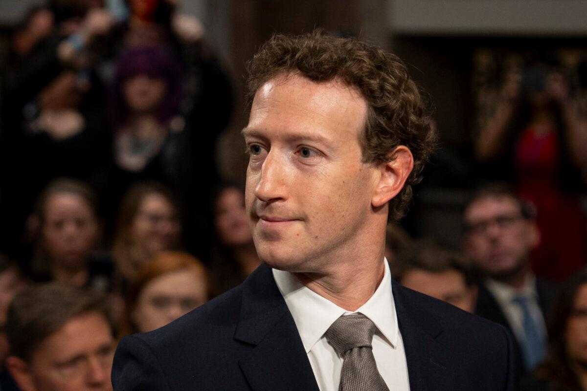 On January 31, 2024, Meta founder and CEO Mark Zuckerberg testifies before the Senate Judiciary Committee in Washington. ( Madalina Vasiliu/The Epoch Times )