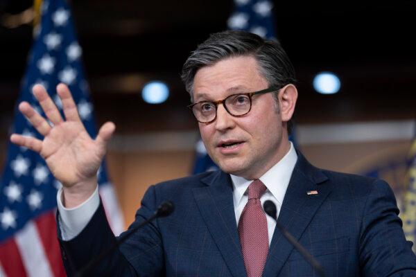 House Speaker Mike Johnson ( R- La. ) speaks on March 20, 2024 at the Washington Capitol. ( AP Photo/J. Scott Applewhite, File